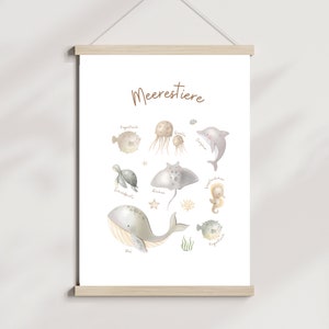 Póster habitación infantil Simpáticos animales marinos.