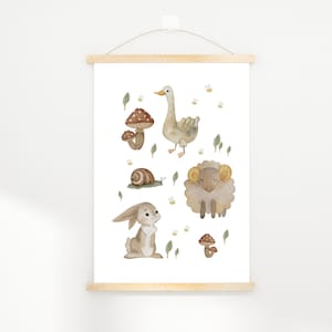 Kinderzimmerposter Waldtiere Bauernhof