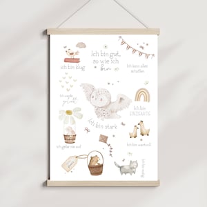 Cartaz de afirmação de crenças positivas de coruja