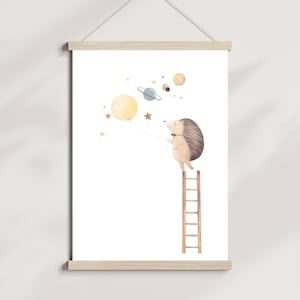 Póster habitación infantil Planetas erizo