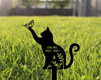 Fluffy Cat Memorial Stake Personalized, Pet Cemetery Stake Cat Loss Gift, Cat Grave Markers, Garden Remembrance Stake, Metal Fluffy Cat Sign