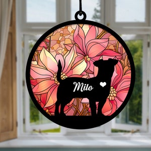 Loss of Pet Sympathy Gift Dog Memorial Suncatcher Loss of Pet Sympathy Gift Handmade Custom Name Dog Decor, Gift for Dog Lovers Design 8