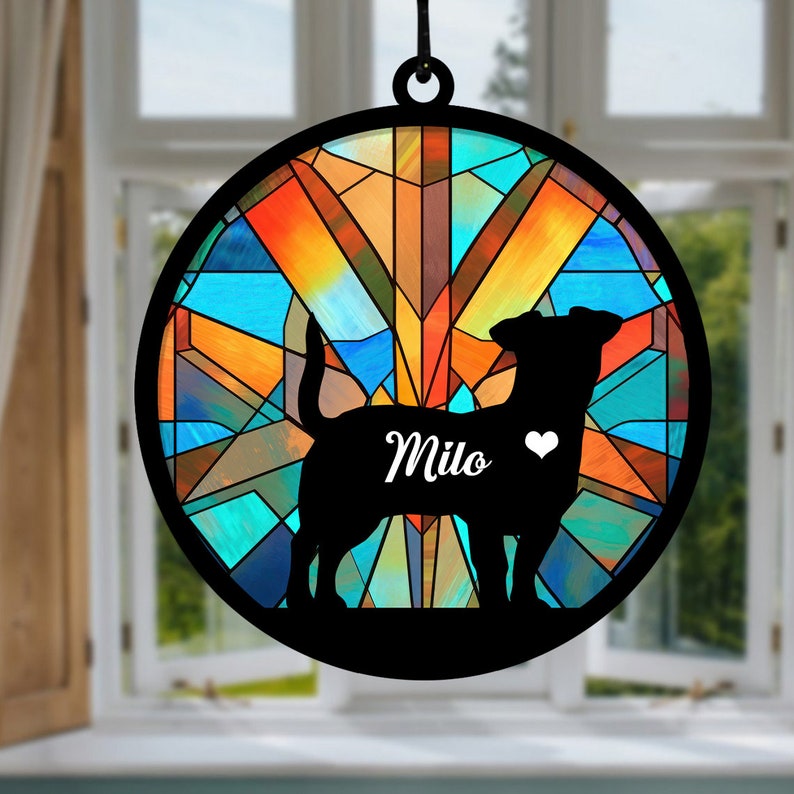 Loss of Pet Sympathy Gift Dog Memorial Suncatcher Loss of Pet Sympathy Gift Handmade Custom Name Dog Decor, Gift for Dog Lovers Design 3