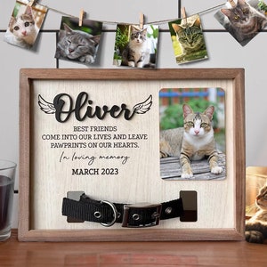 Memorial Pet Collar Sign, Pet Loss Gift, Cat Memorial Wood Frame With Collar Holder, Cat Memorial Gifts, Pet Sympathy Gift, Cat Lovers Gift