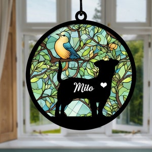 Loss of Pet Sympathy Gift Dog Memorial Suncatcher Loss of Pet Sympathy Gift Handmade Custom Name Dog Decor, Gift for Dog Lovers Design 5