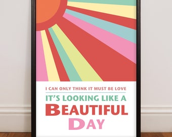 One Day Like This, Unframed Song Lyric Print, Indie Rock, Music Art, Music Print