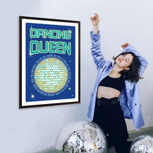 Dancing Queen, Unframed Song lyric Print, Art Poster, Music Print, Rock Art, Pop Art, Disco