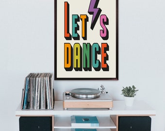 Let's Dance, impression inspirée des paroles de chanson sans cadre, décoration d'intérieur, impression de musique, pop, rock indépendant