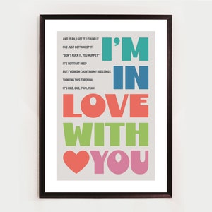 I'm in love with you, Ungerahmt personalisierter Druck, The 1975, Song lyric, Kunstposter, Musikdruck, Rock Art