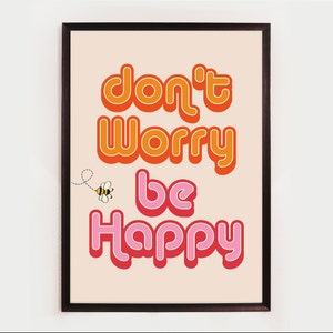 Don&#39;t worry be happy, Bob Marley, reggae, music poster, wall decor, art print, pop art, wall art, song lyric poster