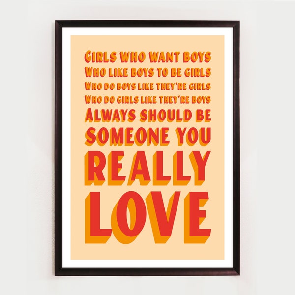 Girls and Boys, Blur, Unframed Song lyric Print, Art Poster, Music Print, Rock Art, Pop Art, Rock Print, Indie Rock, Brit Pop