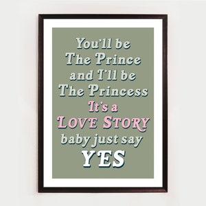 Love Story, music poster, unframed song lyric print, wall decor, wall art, pop, indie, indie folk