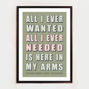 Enjoy the Silence, Depeche Mode, Unframed Song lyric Print, Art Poster, Music Print, Rock Art, Electronic Rock