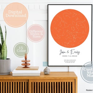 Mappa stellare personalizzata, poster della mappa stellare, stampa della costellazione, regalo di anniversario, regalo di fidanzamento, regalo di nozze, regalo personalizzato, download digitale