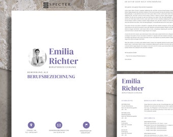 Application Template Package | German | Template for Word & Mac Apple Pages | Modern and Elegant | Resume | Cover Letter | Cover Page