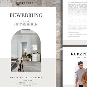 Wohnungsbewerbung | Vorlage | Deutsch | für Word & Mac Apple Pages | Single Paare Familie | modern elegant | Download | Bewerbung Wohnung
