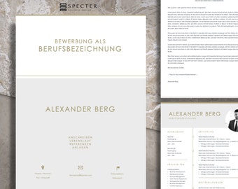 Application Template Package | German | Template for Word & Mac Apple Pages | Modern and Elegant | Resume | Cover Letter | Cover Page