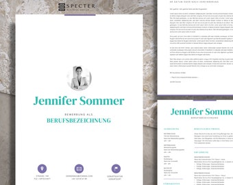 Application Template Package | German | Template for Word & Mac Apple Pages | Modern and Elegant | Resume | Cover Letter | Cover Page