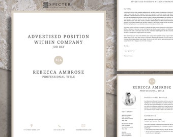 Application Template Package | English | Template for Word & Mac Apple Pages | Modern and Elegant | Resume | Cover Letter | Cover Page