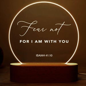 Custom Bible Verse Night Light – Personalized Christian LED Lamp – Religious Gift for Her, Faith Decor, Scripture Light with Wooden Base