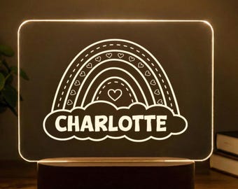 Personalized Name Night Light, Dinosaur, Butterfly, Rainbow Kids Room Decor