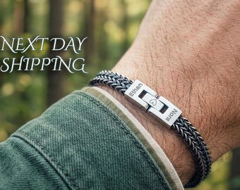 Men's Personalized Stainless Steel Bracelet · Engraved · Stainless Steel · Personalized Bracelet · Hidden Message ·Father's Day Gift for Him