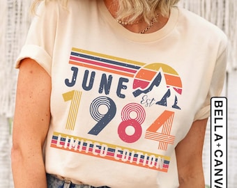 40th Birthday Retro Shirt, 1984 Birthday Shirt Gift, 40 Years Bday Number Shirt for Women or Men, Forties Bday Tee For Wife Or Husband