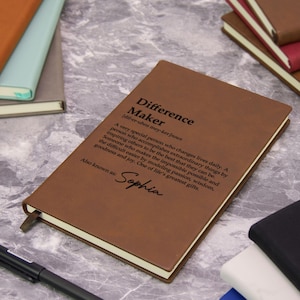 Personalized Vegan Leather Journal, Difference Maker Gift