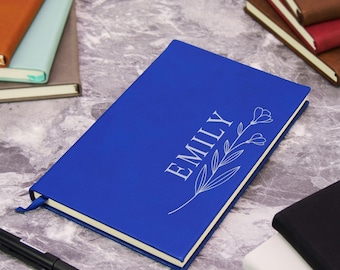 Personalized Vegan Leather Journal, Engraved A5 Notebook, Custom Planner Gift