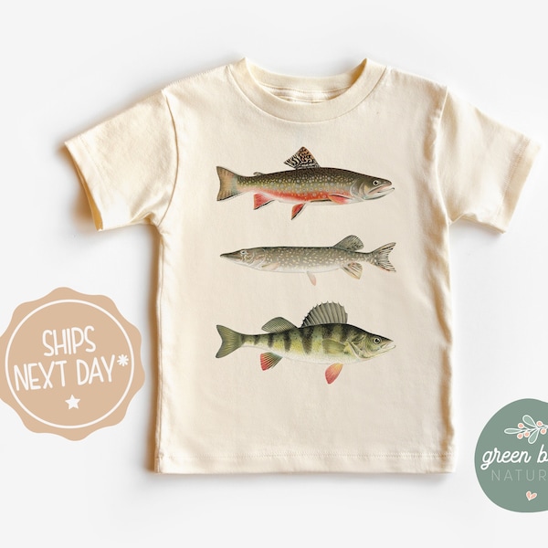 Three Fish Toddler Shirt, Outdoor Fish Clothing, Toddler Boy Fishing Shirt, Nature Toddler Outfit, Fishing Gift Shirt, Summer Fishing Top