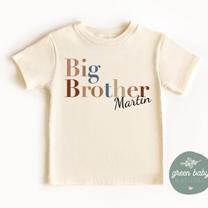 Big Brother Toddler Shirt, Sibling Natural Infant, Pregnancy Reveal Shirt, Big Brother Onesie®, Custom Name Shirt, Big Brother Youth Tee