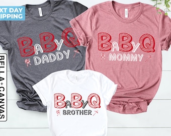 Camisetas para baby shower de barbacoa: conjuntos familiares a juego, temática Baby Q