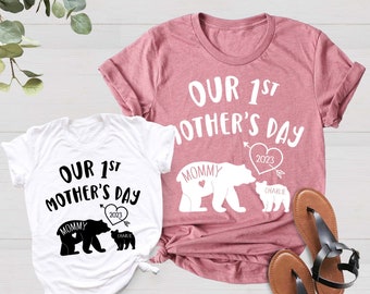 Our 1st Mother's Day Shirt, Mommy and Me Shirts, First Mothers Day Outfits, Matching Mom and Baby Shirt, Custom With Names, Mom and Baby Tee