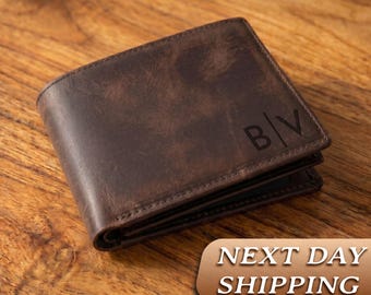 Personalized Wallet, Mens Wallet, Engraved Wallet, Groomsmen Wallet, Leather Wallet, Custom Wallet, Boyfriend Gift for Men, Fathers Day Gift