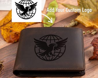 Personalized Crazy Horse Leather Wallet, Engraved RFID Blocking Bifold