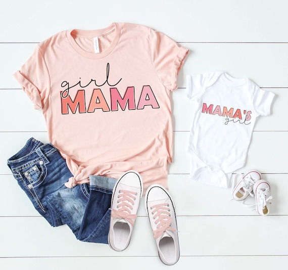 Retro Mommy and Me Shirts: Girl Mama, Mama's Girl Matching Set