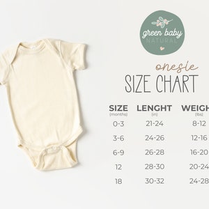 a baby's size chart for a short sleeved bodysuit
