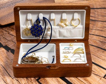 Custom Walnut Jewelry Box – Personalized Birth Flower Keepsake Organizer