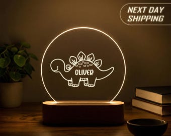 Custom Name Night Light,First Birthday Gift,Nursery Decor,Newborn Shower Gift, Dinosaur, Moon&Stars Butterfly or Rainbow for Kids Room Decor
