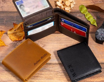 Anniversary Gift for Him,Personalized Wallet,Mens Wallet,Engraved Wallet,Leather Wallet,Custom Wallet,Boyfriend Gift for Men,Gift for Dad