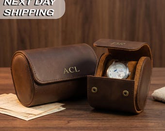 Watch Roll for 3 Watch,Personalized Leather Watch Box,Wedding groomsmen gift,Men Watch Travel Case,Gift for him,Engraved Travel Watch Holder