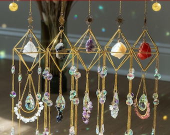 Healing Crystal Suncatcher: Boho Rainbow Maker Window Hanging