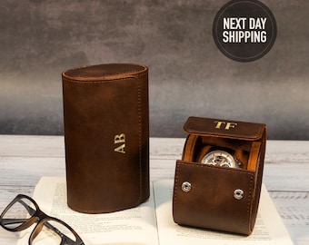 Personalized Leather Watch Box, Leather Watch Case, Watch Roll For 3 Watches, Wedding Groomsmen Gifts, Watch Travel Case, Watch Box For Men