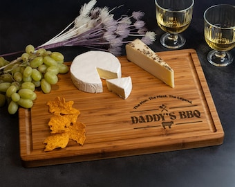 Personalized Bamboo Cutting Board, Custom Engraved BBQ Gift for Dad, Housewarming Home Chef