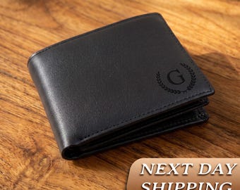 Personalized Crazy Horse Leather Wallet, RFID Blocking, Groomsmen Gift (Custom Engraved)
