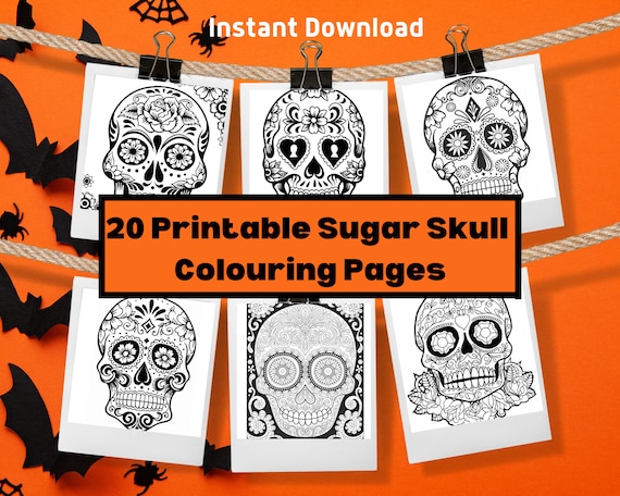 Printable Candy Skull Colouring Pages - Etsy UK
