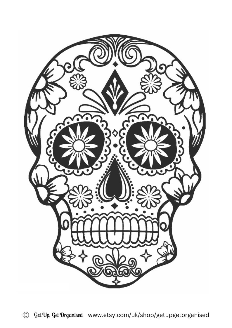Printable Candy Skull Colouring Pages Etsy