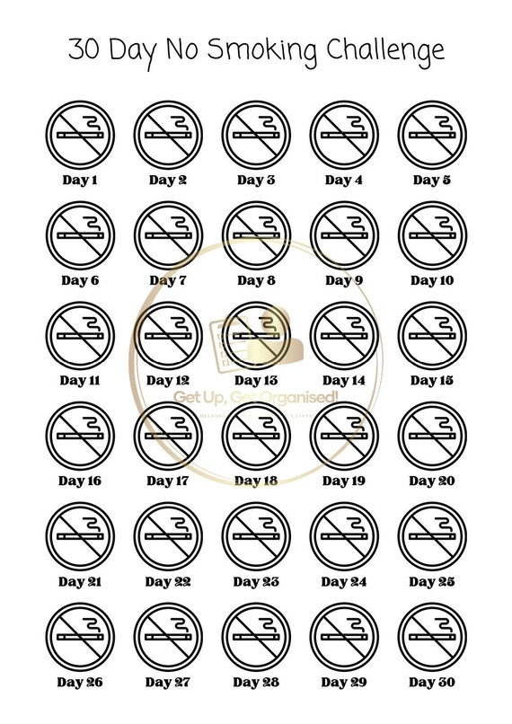 Printable 30 Day No Smoking Challenge - Etsy
