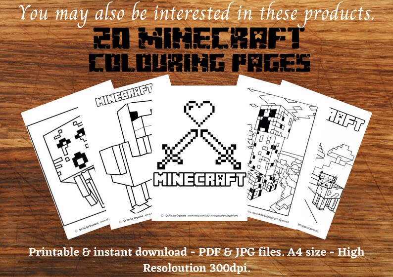 Minecraft Colouring Bookmarks Etsy