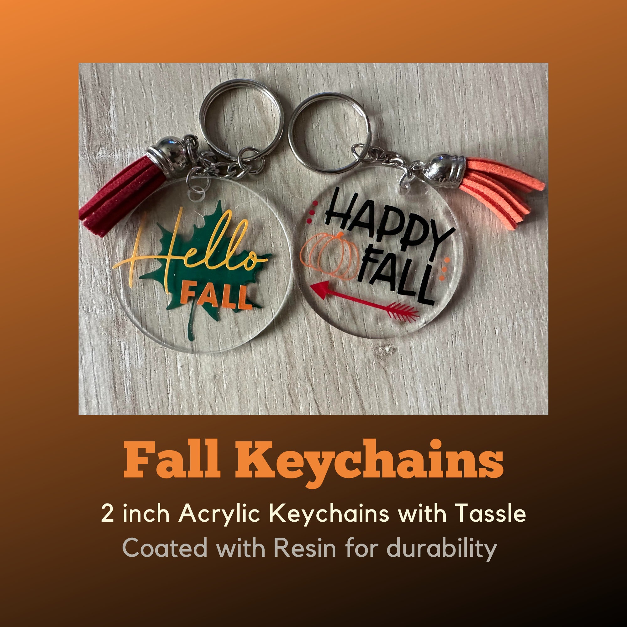 Fall Keychain, Hello Fall Keychain, Acrylic Keychain, Happy Fall ...
